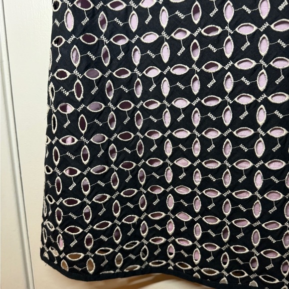 Vintage Snak Y2K Lavender Purple Black Leaf Floral Cut Out Mod A Line Skirt 6 - Picture 4 of 14